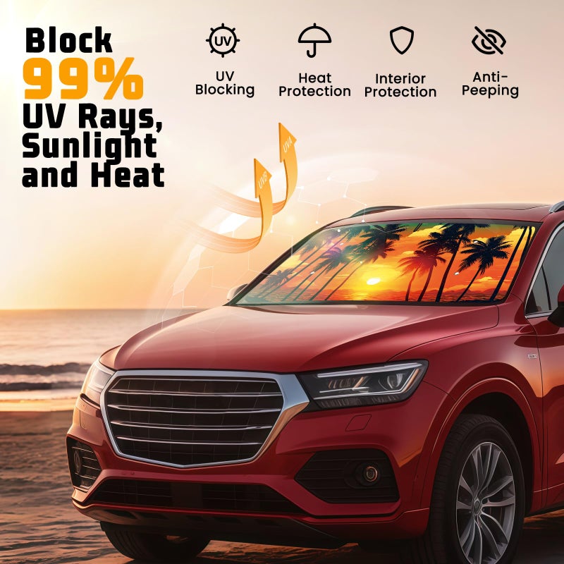 Pleneal Car Windshield Sun Shade  Foldable Windshield Cover Sunshade Front Window with Enhanced Sun Protection for Cars  SUVs  Hatchback (55"" x 29.5"") - Image 5